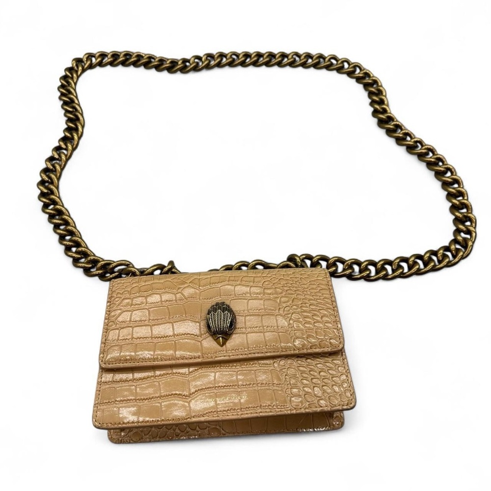 Kurt Geiger Tan Croc-Embossed Crossbody Bag